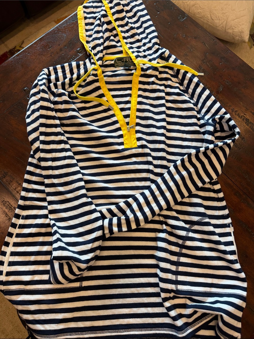 Ralph Lauren Navy and Yellow Striped Hoodie